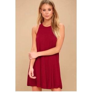 Free People Red Pleated Halter Mini Dress